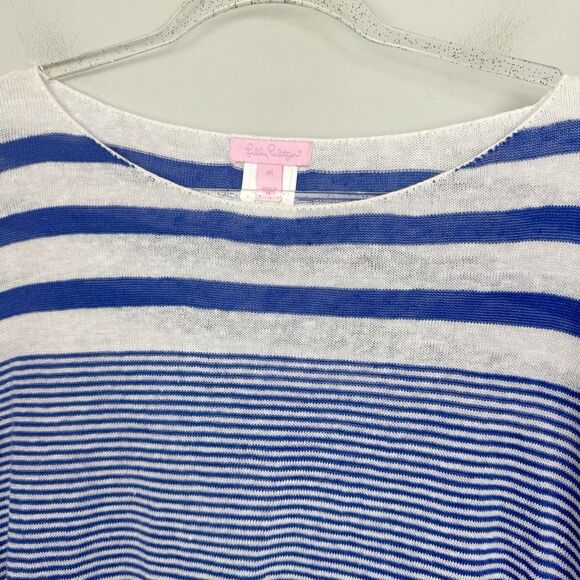 LILLY PULITZER | Camilla Linen Blue & White Striped Sweater Women’s Size Medium - Picture 6 of 13